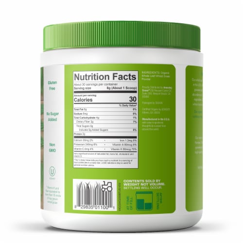 Amazing Grass Organic Wheat Grass Dietary Supplement Powder 8g Perspective: left