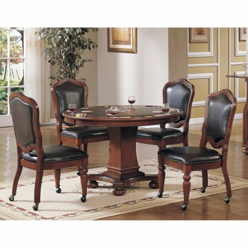 Round dining table with clearance caster chairs