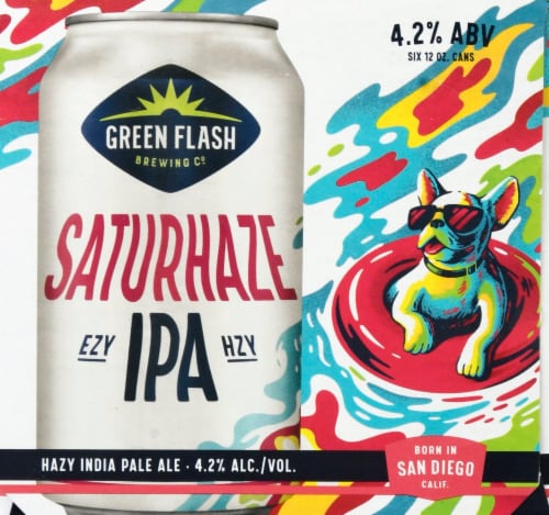 Green Flash Brewing Co. Saturhaze IPA Perspective: left