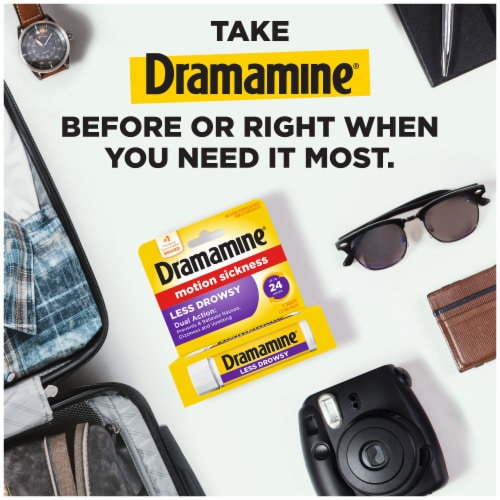 Dramamine Less Drowsy Formula Motion Sickness Relief Tablets Perspective: left