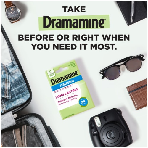 Dramamine Long Lasting Nausea Relief Tablets Perspective: left