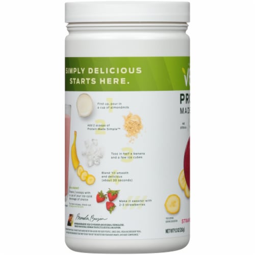 Vega Protein Made Simple Strawberry Banana Drink Mix Perspective: left