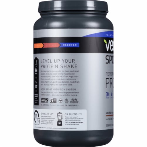 Vega Sport Plant-Based Performance Protein Mocha Drink Mix Powder Perspective: left