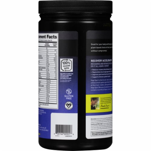 Vega Sport Plant-Based Recovery Accelerator Apple Berry Powder Perspective: left