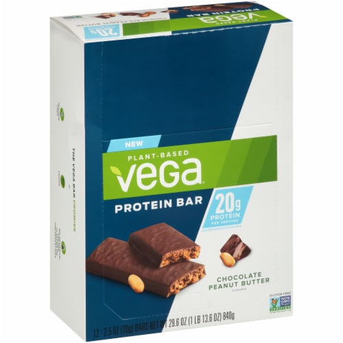 Vega Chocolate Peanut Butter Protein Bars 12 Count Perspective: left