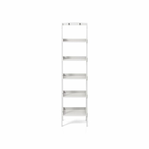 Furniture of America Jameson Contemporary Wood 5-Tier Bookshelf in White Perspective: left