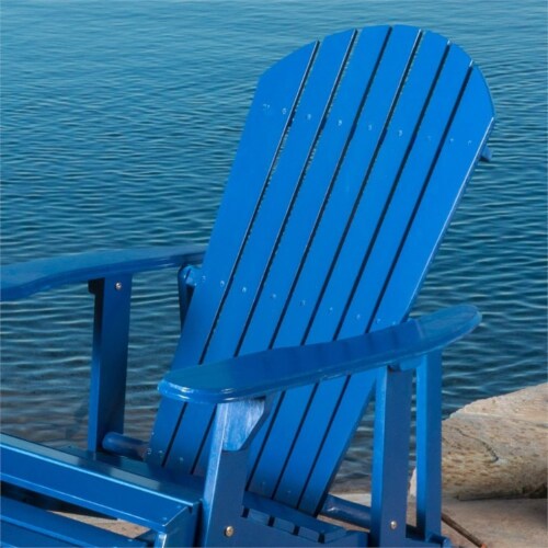 Noble House Hayle Reclining Wood Adirondack Chair in Navy Blue (Set of 2) Perspective: left