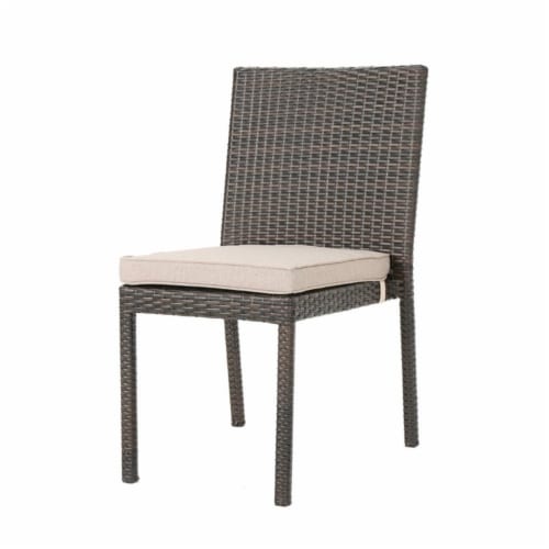 Noble House San Pico 9 Piece Glass Top Wicker Patio Dining Set in Brown Perspective: left