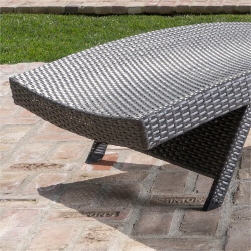 Noble House Salem Outdoor Wicker Chaise Lounge in Gray and Orange (Set