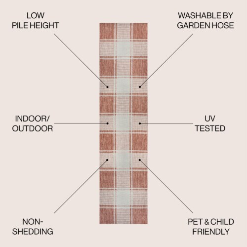 Sabine Traditional Farmhouse Bold Gingham Indoor/Outdoor Area Rug Perspective: left