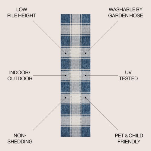 Sabine Traditional Farmhouse Bold Gingham Indoor/Outdoor Area Rug Perspective: left