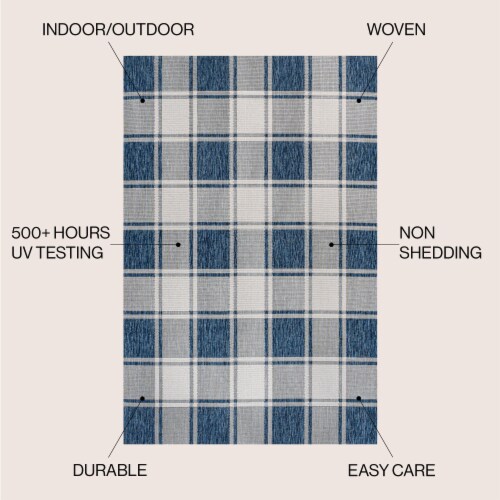 Sabine Traditional Farmhouse Bold Gingham Indoor/Outdoor Area Rug Perspective: left