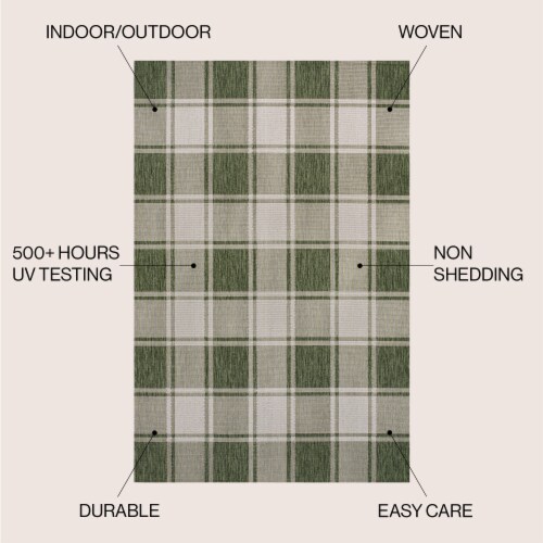 Sabine Traditional Farmhouse Bold Gingham Indoor/Outdoor Area Rug Perspective: left
