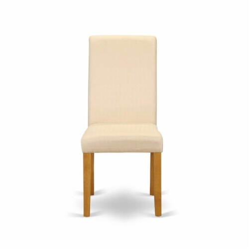East West Furniture Barry 42  Wood Dining Chairs in Oak/Beige (Set of 2) Perspective: left