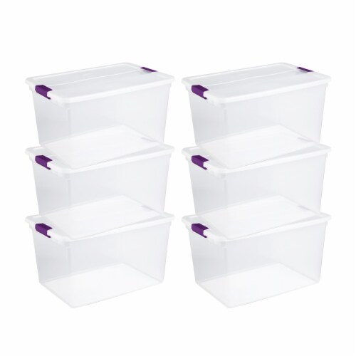 Sterilite 64 Qt Clear Storage Tote, 6 Pack, and 66 Qt Clear Storage Tote, 6 Pack Perspective: left