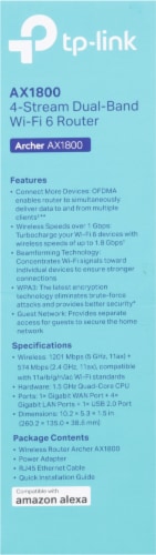 TP-Link ARCHER AX1800 4 Stream Dual-Band WiFi 6 Wireless Router Speeds up to 1.8 Gbps Perspective: left