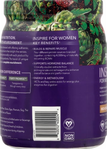 PlantFusion Inspire for Women Chocolate Protein Powder Perspective: left