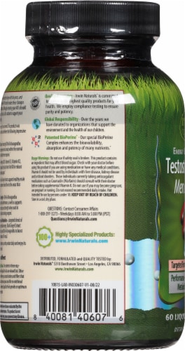 Irwin Naturals® Energy & Endurance Testosterone Up® Men Over 40 Liquid Soft-Gels Perspective: left
