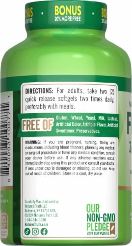 Nature’s Truth Fish Oil 2,400mg per 2 Lemon Flavor 100+20 SG Perspective: left