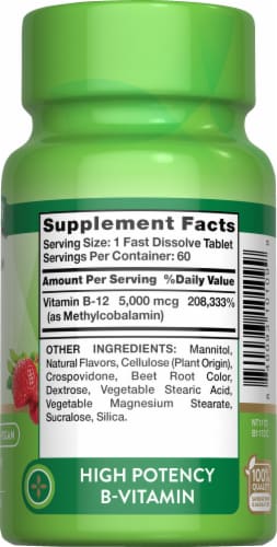 Nature’s Truth Vit B-12 5,000 mcg Methyl Fast Dis Tabs Perspective: left