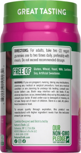 Nature's Truth Goregous Hair Skin & Nail Botin Gummies 2500mcg Perspective: left