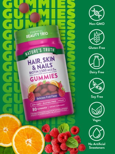Nature's Truth Hair Skin Nails Gummies Perspective: left