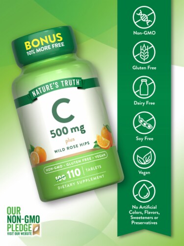 Nature’s Truth Vit C 500 mg 100+10 Tablets Perspective: left