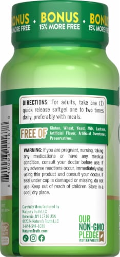 Nature’s Truth Co-Q-10 200mg 80 + 12 Softgels Perspective: left