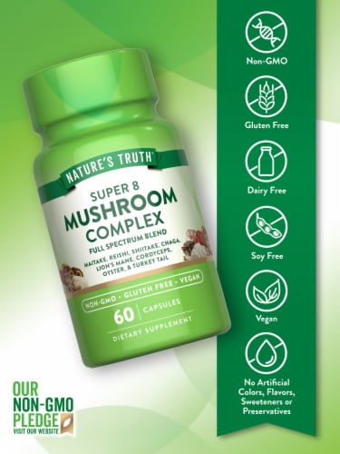 Nature's Truth Super 8 Mushroom Complex 60 Caps Perspective: left