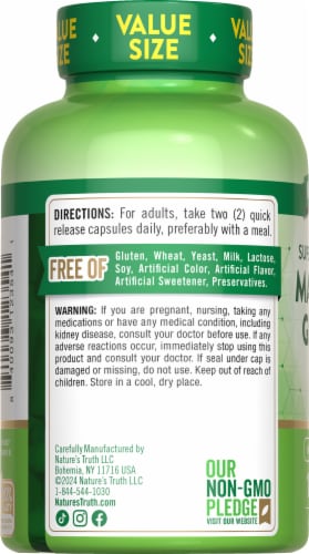 Nature's Truth Magnesium Glycinate Capsules Value Size Perspective: left