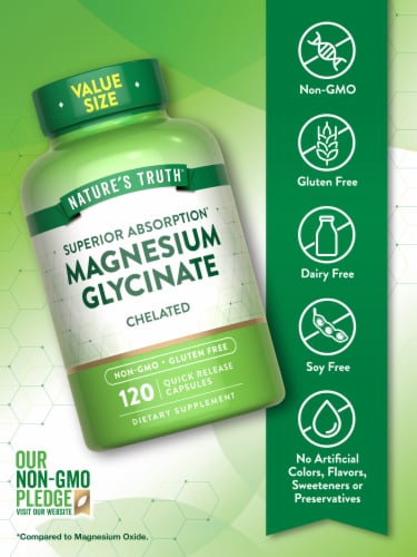 Nature's Truth Magnesium Glycinate Capsules Value Size Perspective: left