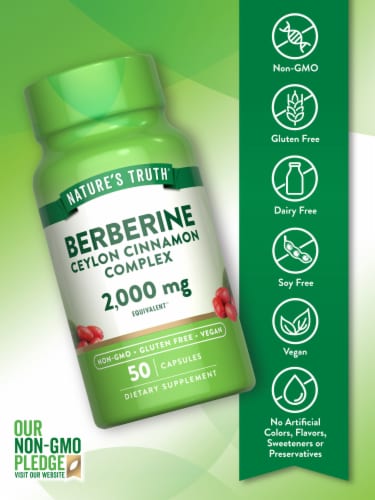 Nature’s Truth Berberine Complex w/ Ceylon Cinnamon 50 Capsules Perspective: left