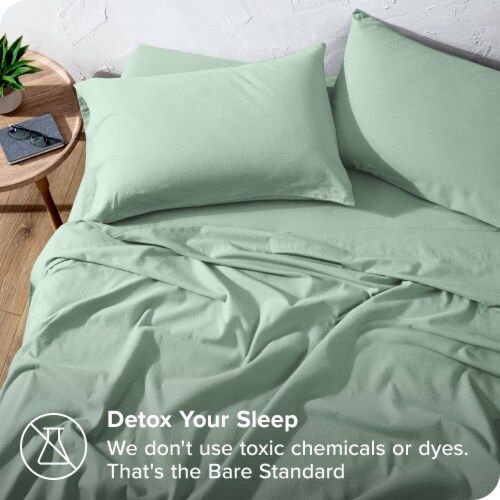 Bare Home Cotton Flannel Sheet Set - Mint, King Perspective: left