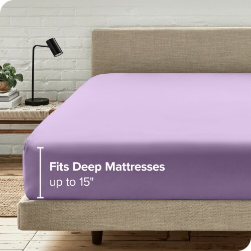 Bare Home Full Ultra-Soft Double Brushed Fitted Sheet - Lavender Perspective: left