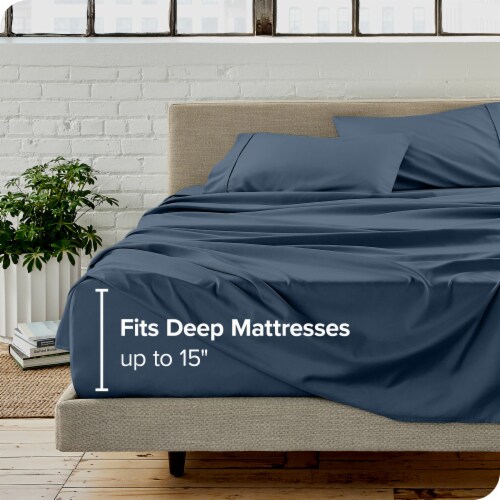 Bare Home Ultra-Soft Double Brushed Sheet Set - Bering Sea, Full Perspective: left
