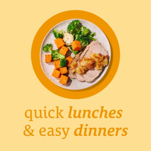 Home Chef Heat & Eat Pork Roast With Broccoli & Sweet Potatoes Perspective: left