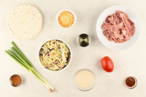 Home Chef Meal Kit Acapulco Pork Tacos with Cheddar and Jalapeño Ranch Slaw Perspective: left