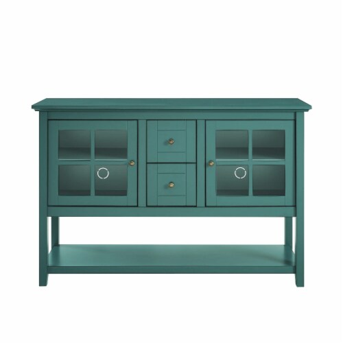 52 Wood Console Table TV Stand Antique Dark Teal 1 Fry s Food