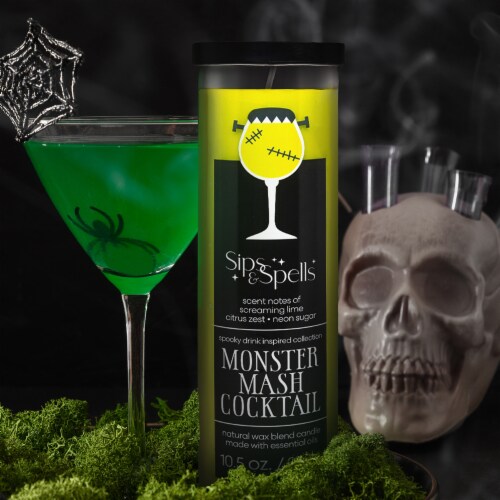 House of Velas Halloween Jar Candle Monster Mash Cocktail Perspective: left