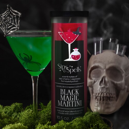 House of Velas Halloween Jar Candle Black Magic Martini Perspective: left