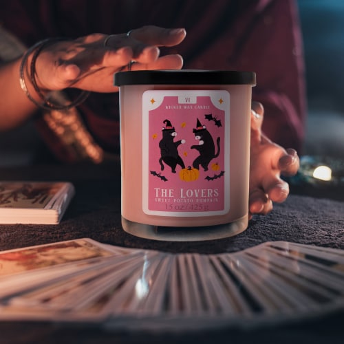 House of Velas Halloween Jar Candle The Lovers Perspective: left