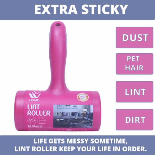W Home Lint Roller, Pet Hair Removal from Couch, Clothes, Furniture, 60 Sheets | 2 Refills Perspective: left