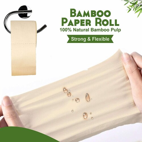 WBM Care Toilet Paper, Hypoallergenic Bamboo paper-3 Ply Tissue | 10 Rolls, 200 Sheets Each-1 Perspective: left