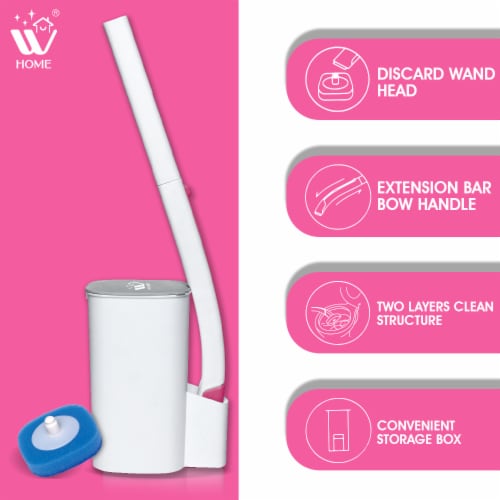 W Home Disposable Toilet Cleaner with Storage Caddy, Cleans 2X Better than a Brush, 8 Refills Perspective: left