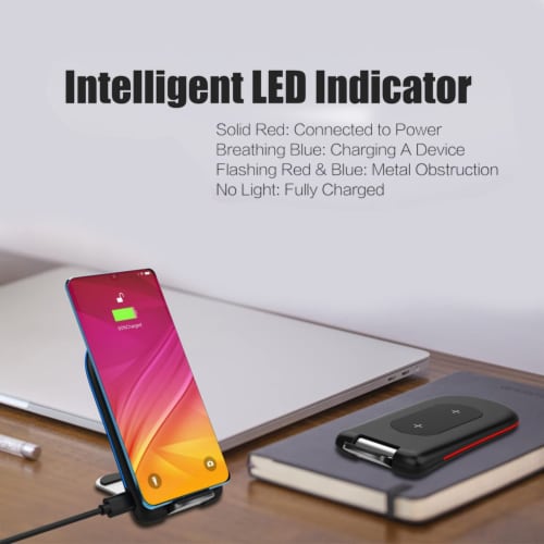 Fast Wireless Charging Stand, Compatible with Qi-Enabled Devices, Foldable Wireless Charger – Perspective: left