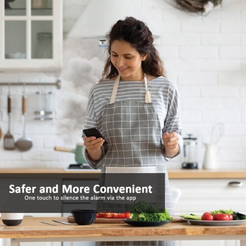 Wi-Fi Smoke Detector, Wireless Smart Fire Smoke Alarm Perspective: left