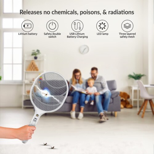 WBM Smart Electric Fly Swatter Racket, Rechargeable Bug Zapper, Medium