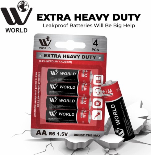 WBM World AA Carbon Zinc Cells, All-Purpose for Household and Business, Pack of 12 (48 Count) Perspective: left