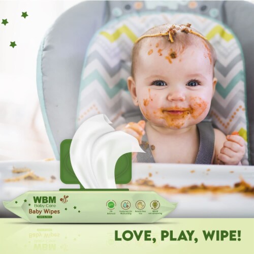 WBM Baby Wipes, Safe & Clean with Flip Flop Dispenser, Flushable Wet Wipes (Pack of 24) Perspective: left