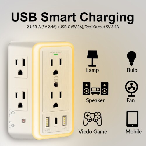 Wireless Wall Tap Smart Plug (4 Outlets,4 USB Ports) - WTP110